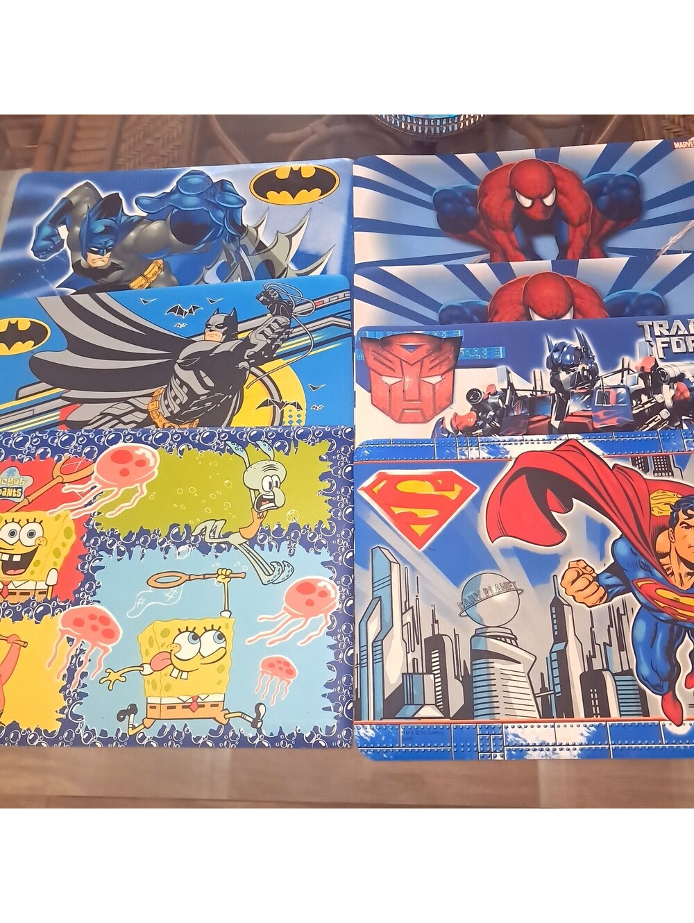Kids Placemats set Batman Spiderman Transformers Superman Spongebob Squarepants